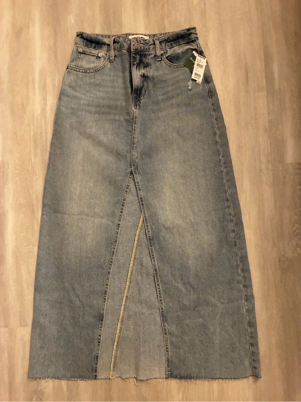 Tilly's Light Blue Denim Maxi Skirt with Front Slit